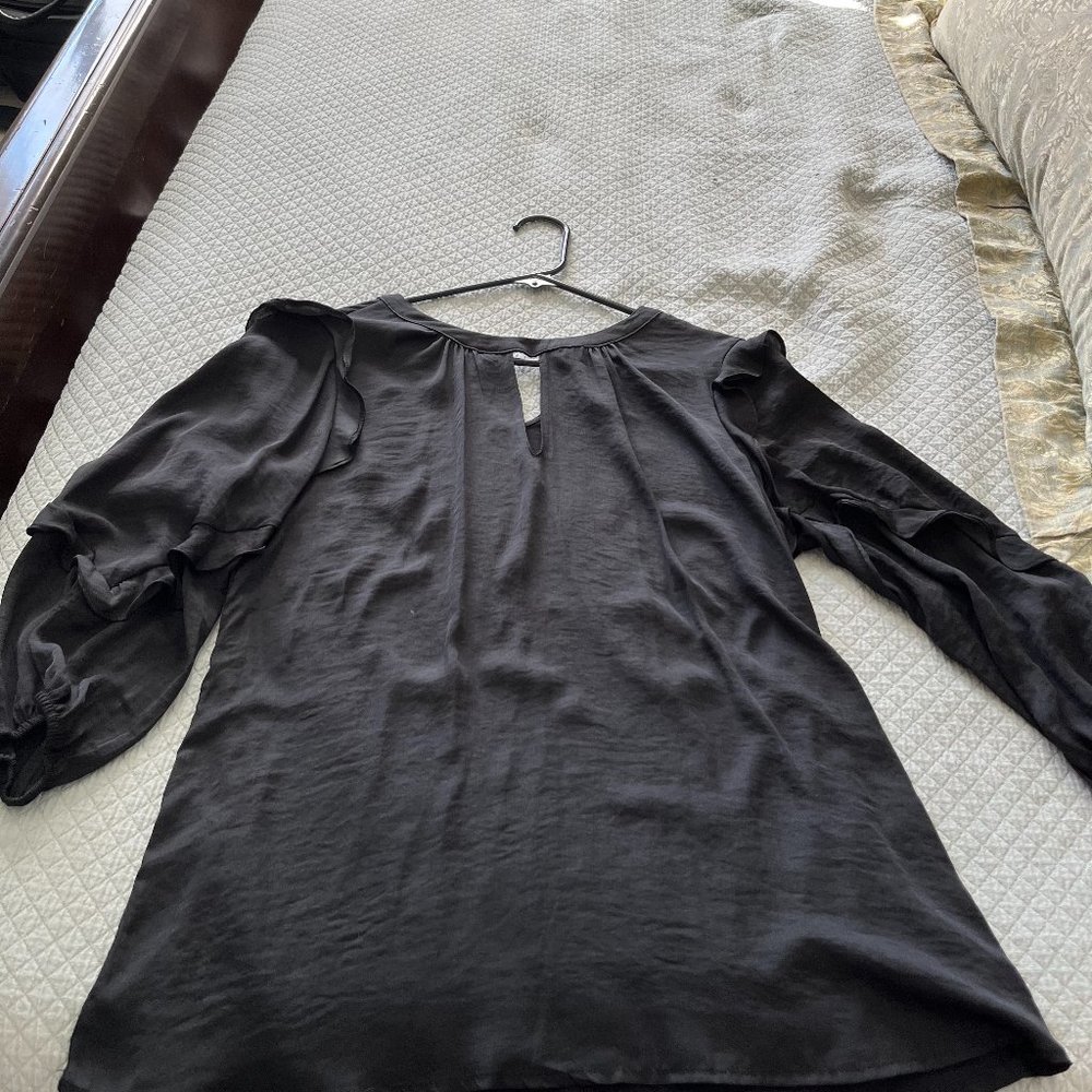 Black flutter sleeve blouse